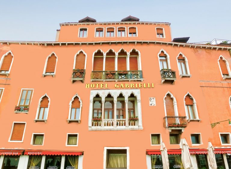 Venice, Italy - May 04, 2017: Facade of a luxury hotel Gabrielli on Mars 19, 2015 in Venice, Italy.; Shutterstock ID 698807383; purchase_order: starhotels; job: ; client: starhotels; other: