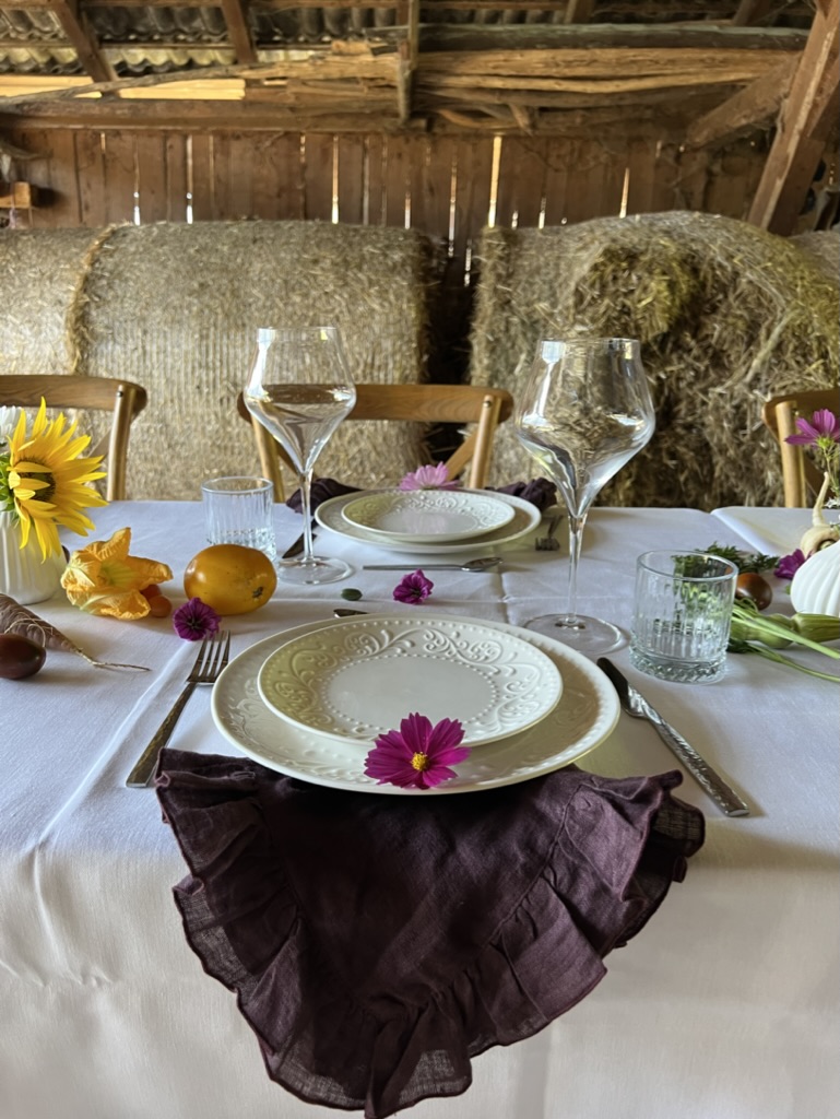 Private lunch in hay barn with farm-to-table dedicated menu