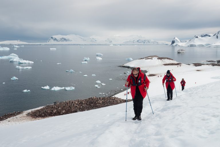 Antarctic Peninsula, Cuverville Island, guests, hiking, viewpoint