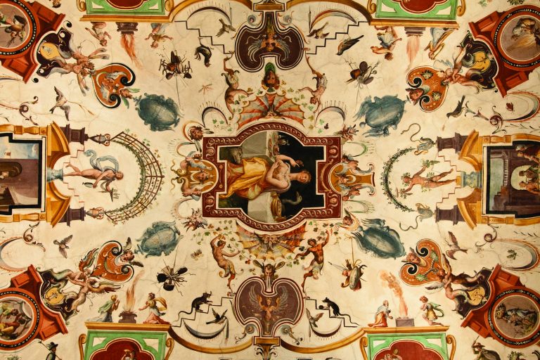 "Ceiling in the Uffizi Museum in Florence, Italy."